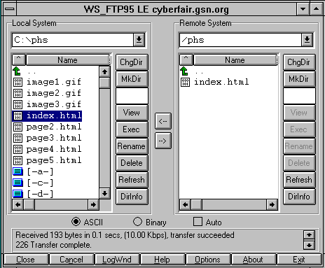 image of uploading an ASCII file